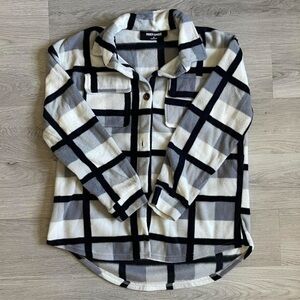 Plaid Button-Up SweatShirt